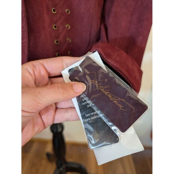 Hal Rubenstein Christy leather suede blazer Burgundy Size 14 NWT - Picture 4 of 13